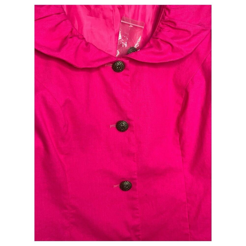 Chadwicks Blazer Womens 14 Pink Linen Jacket Peter Pan Collar Career Wear - Picture 9 of 13